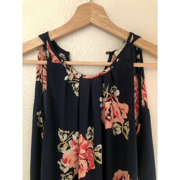 Saint Tropez West Navy Blue Floral Print Tank Top Blouse Women's Small - Picture 2 of 4